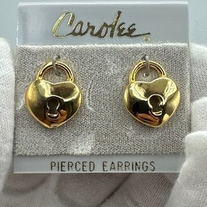 Vintage carolle heart pierced earrings #580